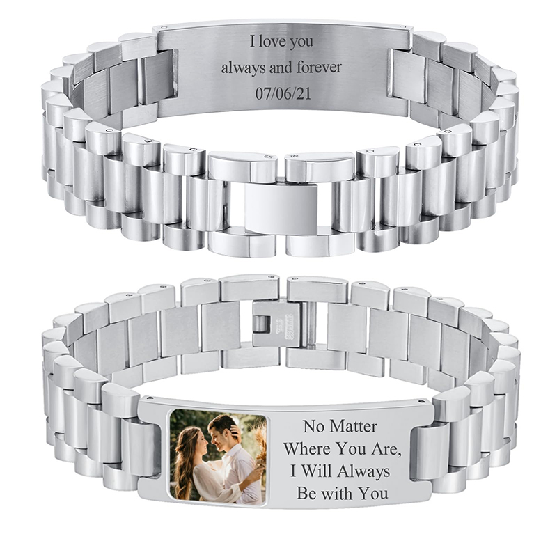 Jewelry Watches For Men - Pulsera con texto de imagen personalizada,