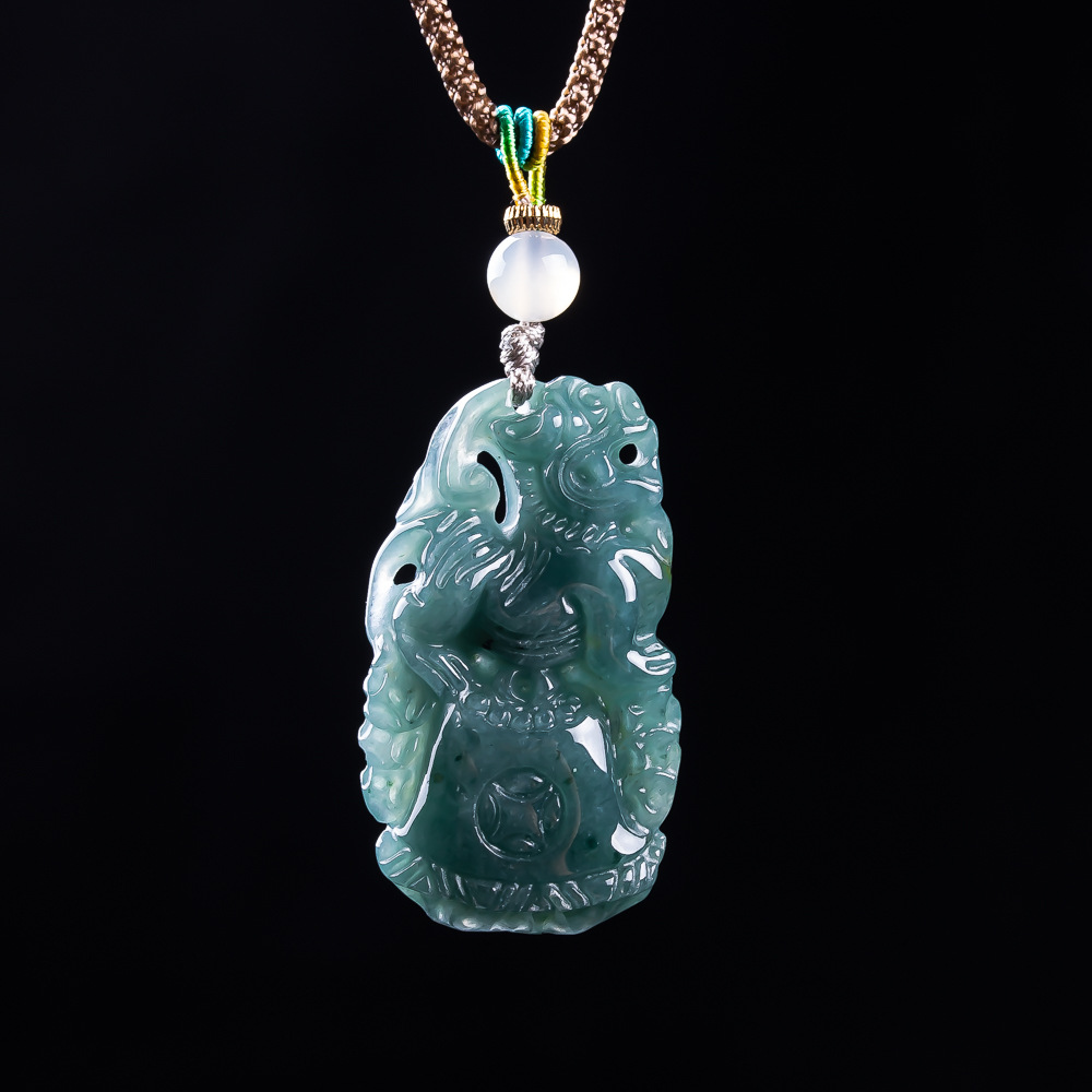 Necklace Pendant - Colgante Pixiu de Jadeíta Birmana, Talismanes