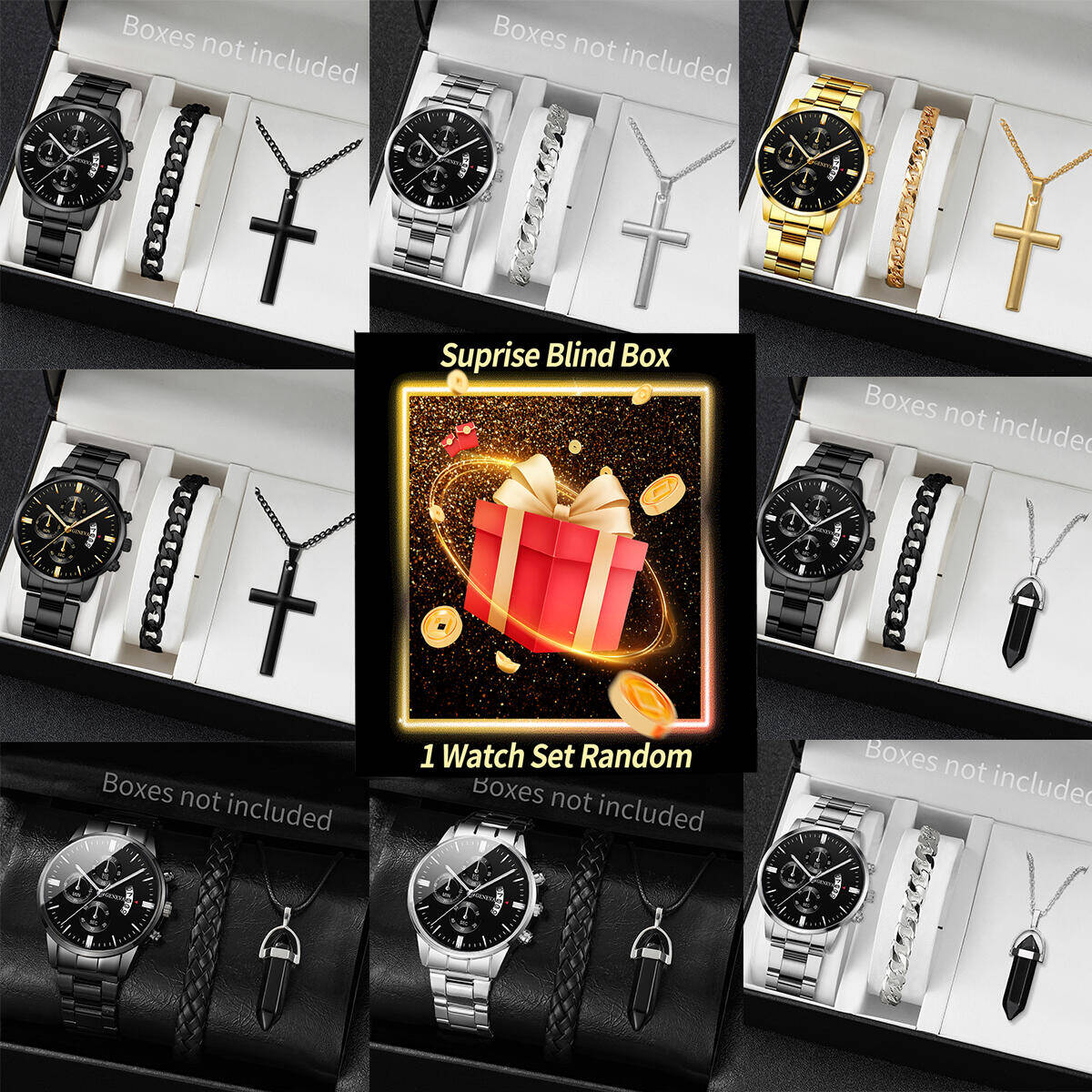 Jewelry Watch - Caja ciega de Reloj misterioso sorpresa-3PCS/Set,