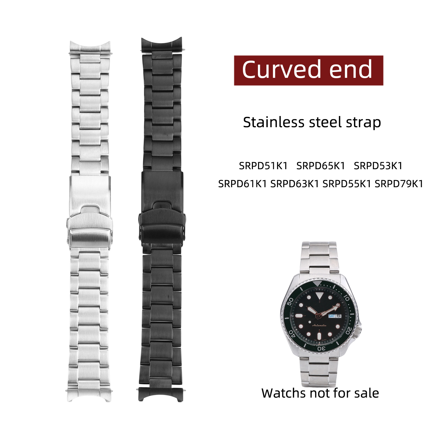 Seiko Watch 5 Sports - Correa de acero inoxidable con extremo