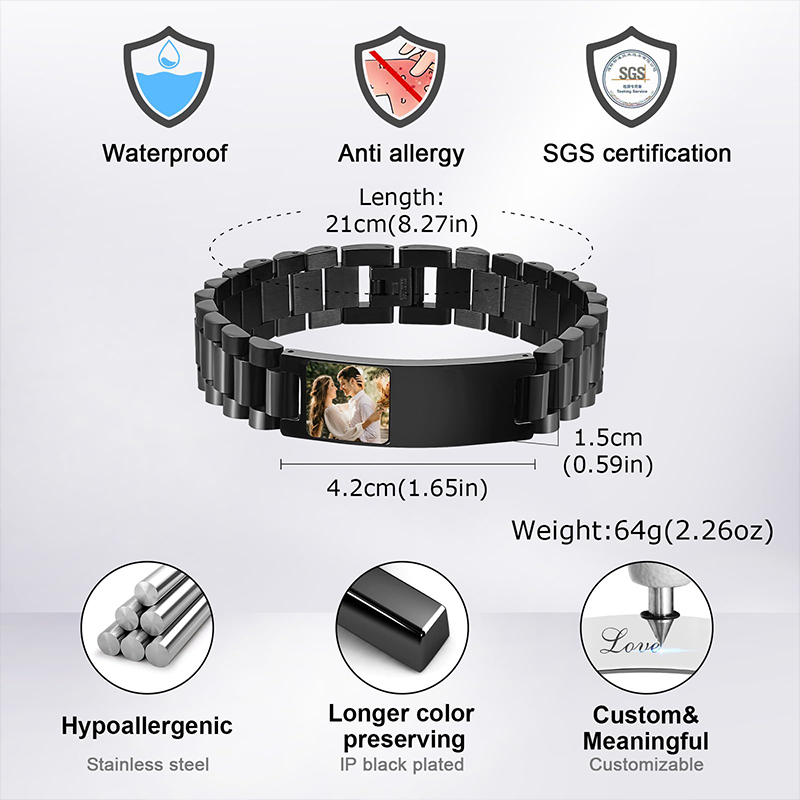 Pulsera con texto de imagen pe - Jewelry Watches For Men reseña y precio