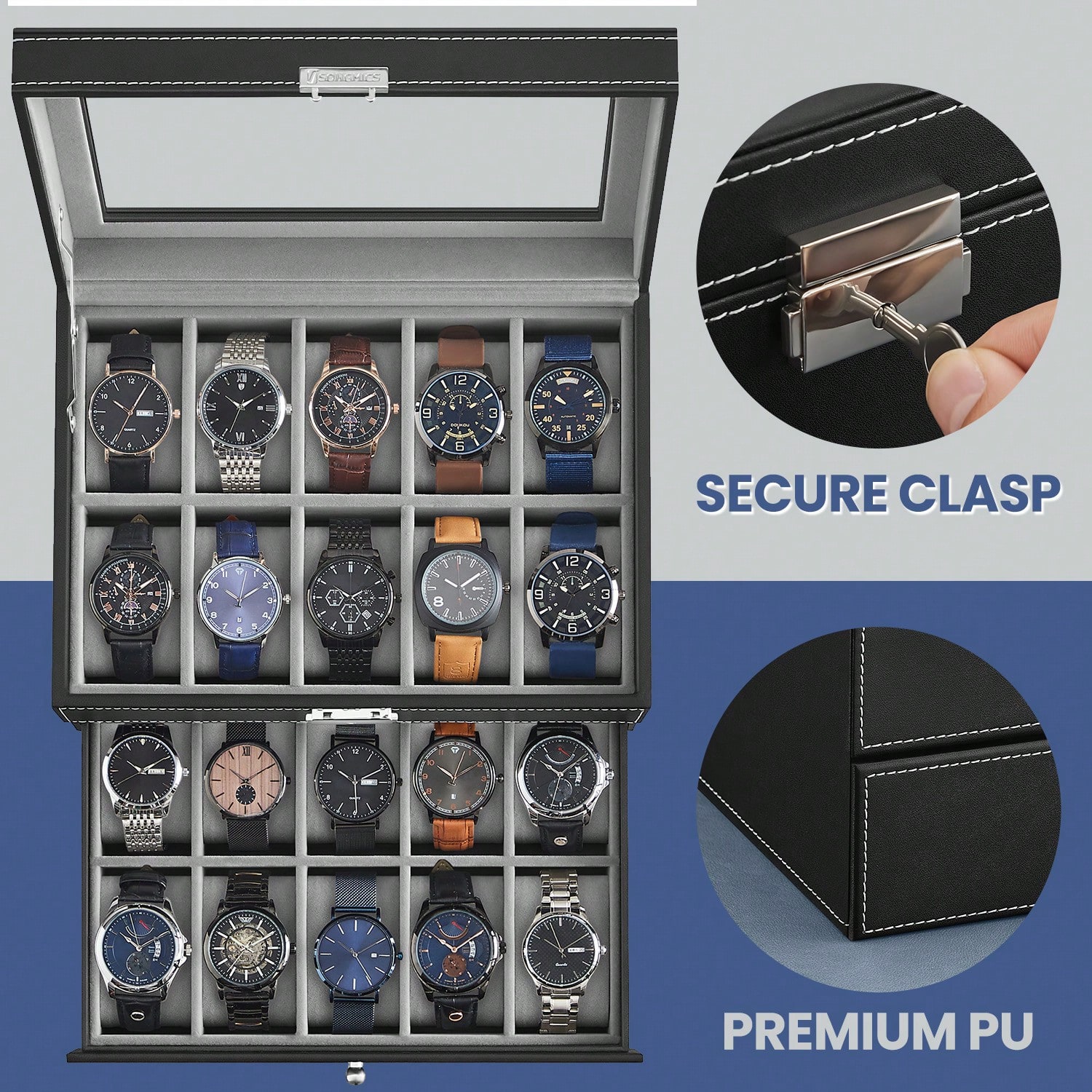 Caja para Relojes de 20 Ranura - Jewelry Watches For Men reseña y precio