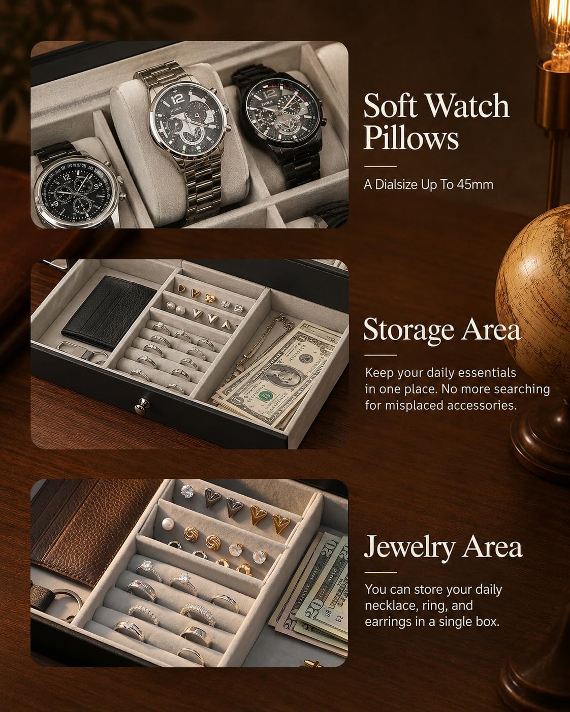Estuche Organizador de Relojes - Jewelry Watches For Men reseña y precio
